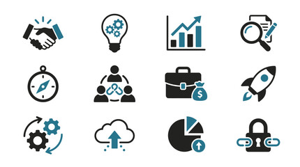 Fototapeta premium Modern business and startup icons set on white background