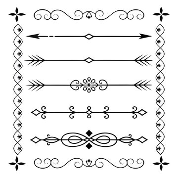 Collection of elegant arrow dividers and page frame.