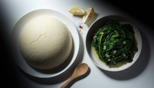 Hearty Ugali and Sukuma Wiki Dish