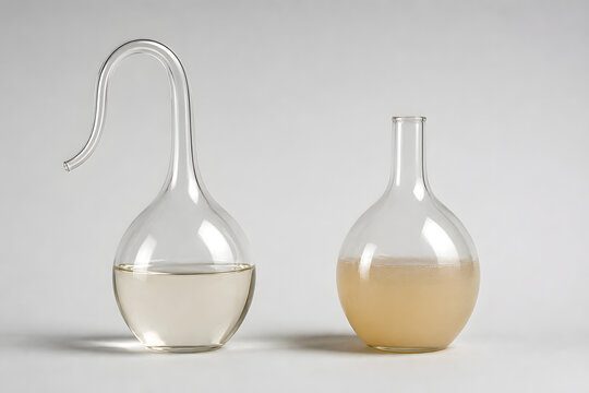 Swan neck flasks demonstrating sterile broth experiment