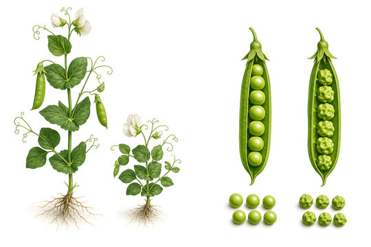 Pea Plant Inheritance Traits Scientific Illustration