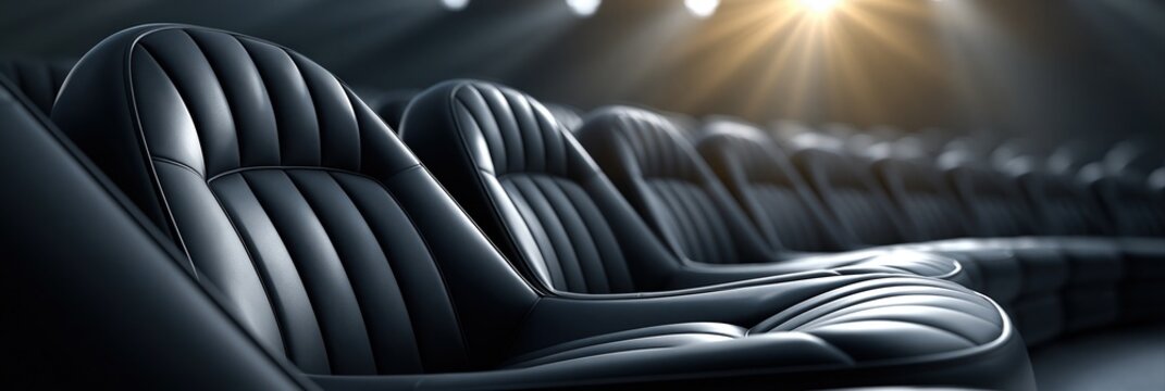 Luxury Leather Seats in a Dark Auditorium with Spotlight