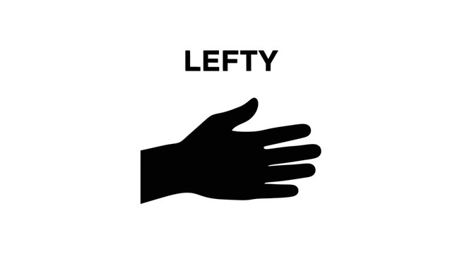 A black silhouette of a left hand with the word Lefty written above it.