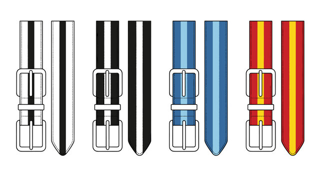 Colorful and belt illustrations with buckles ideal for fashion design and apparel concepts