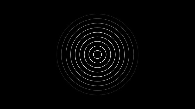 Concentric white circular rings radiating outward on a deep black background minimalist