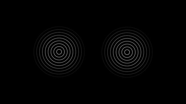 Minimalist white concentric circles pattern on solid black background for modern projects