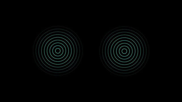 Teal concentric circles pattern on solid black background for modern digital interface assets