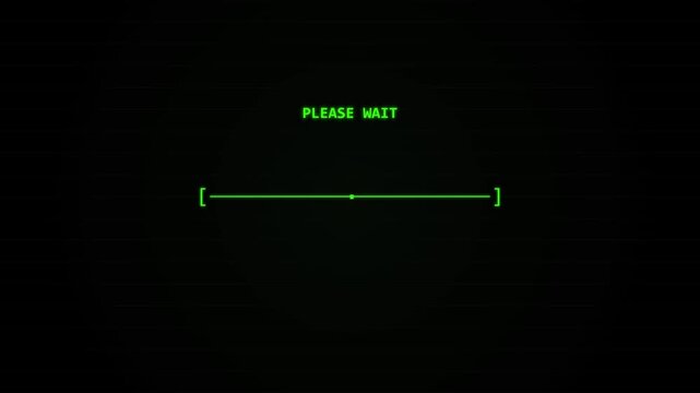 Retro Computer Terminal Please Wait Loading Screen Animation