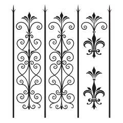 Wrought iron fence sections with fleur de lis. © cu