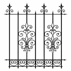 Decorative wrought iron fence with fleur de lis. © cu