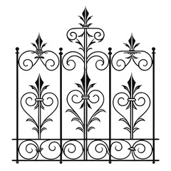 Decorative garden fence with fleur de lis design. © cu