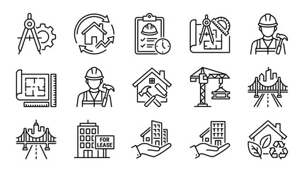 Fototapeta premium Construction icons and symbols set.