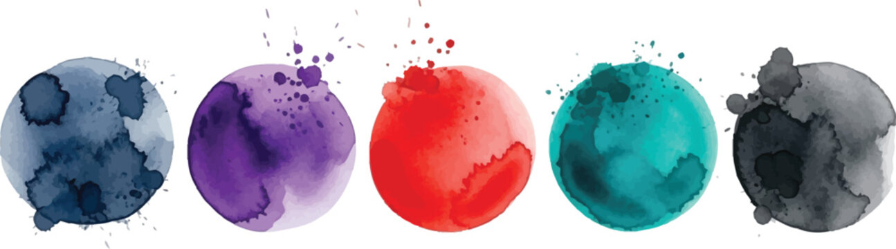 Watercolor splatter circles in vibrant colors