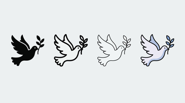 Peace dove flying with olive branch illustration