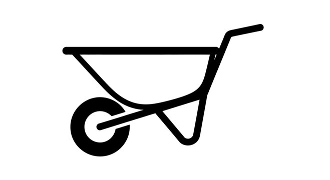 Black Wheelbarrow Icon Vector Illustration