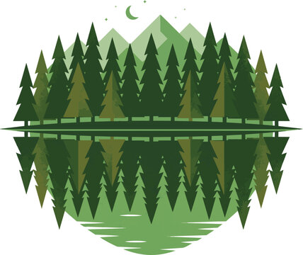 vector illustration of a green tree t shirt design