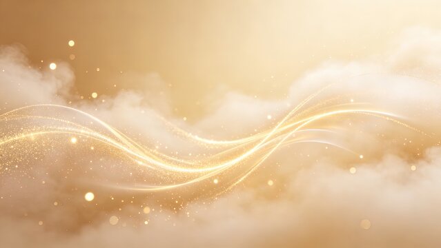 Luxury golden light ribbon smoke particle soft backdrop