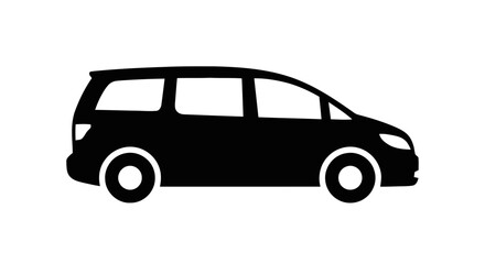 Fototapeta premium Vector illustration of minivan silhouette icon on a transparent background