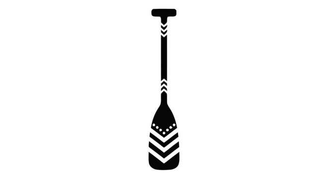 Vector illustration of boho style canoe paddle icon with chevron pattern on a transparent background