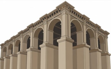 Fototapeta premium Elegant ancient style architectural structure with grand arches and classical columns evoking historical grandeur