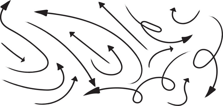 Black arrow collection dynamic flow directional indicators and circular movement