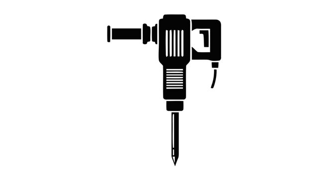 Vector illustration of jackhammer icon, construction tool for demolition and breaking concrete on a transparent background