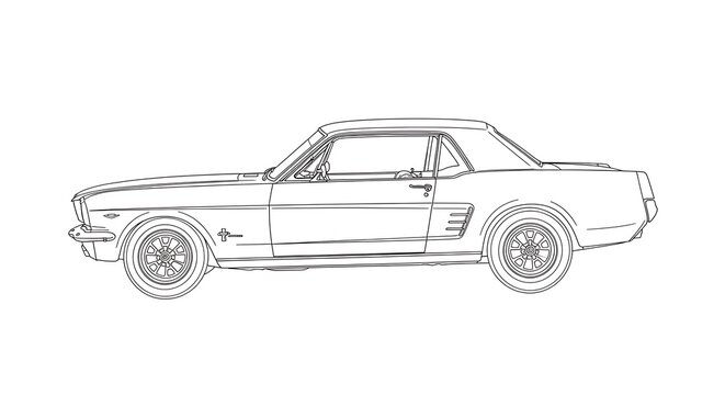 Classic vintage convertible car in white color.