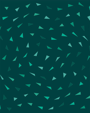 Teal green pattern with scattered triangle shapes varying in size and rotation for texture.