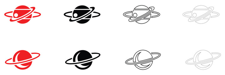 Planet Saturn vector icon, solar system Saturn planet symbol vector, silhouette and line art illustration © GraphicsHub