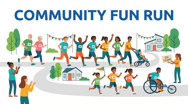Community Fun Run A Diverse Group of People Participating in an Outdoor Event