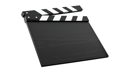 Naklejka premium Black wooden clapperboard with white stripes