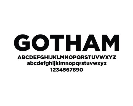 Gotham Font Typeface Alphabet Letters and Numbers in Bold Style