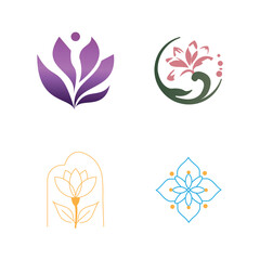 Obraz premium Elegant Flower Line Art Logo Set Vector
