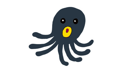 Cute black octopus cartoon doodle isolated on white © AMBIKA
