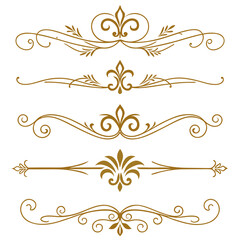 Vintage gold fleur de lis decorative line borders. © Doyle