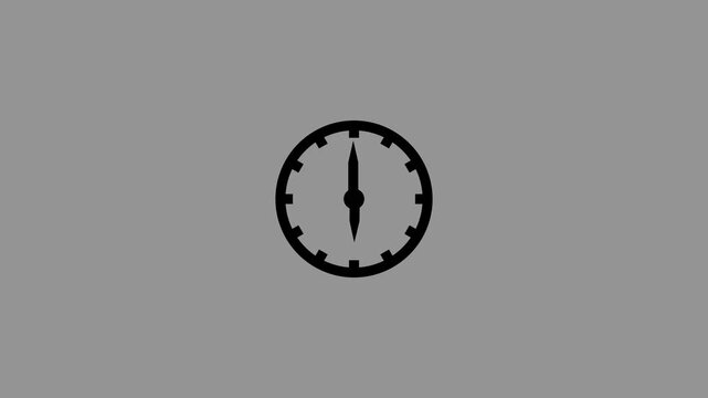 Flat Minimalist Clock Ticking Animation on Grey Background