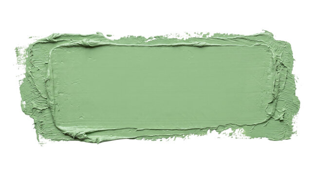 Textured mint green oil paint brush stroke with palette knife borders for eco branding mockups on a transparent background.