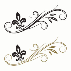 Fleur de lis floral scroll decorative vector design. © Ashik