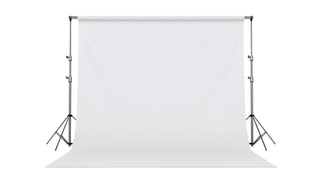Studio backdrop stand with white seamless paper roll
