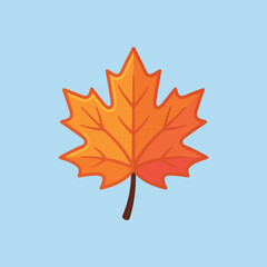 Obraz premium A vibrant orange maple leaf isolated on a light blue background