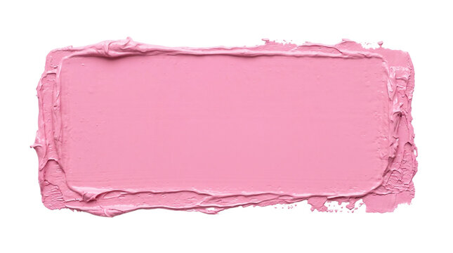 Textured bubblegum pink oil paint brush stroke with palette knife borders for playful cosmetic mockups on a transparent background