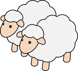 Obraz premium Cute Cartoon Sheep Pair Lamb Illustration Graphic Design Element