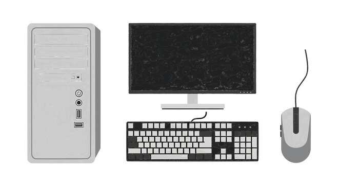 Desktop Computer Workstation Vector Set