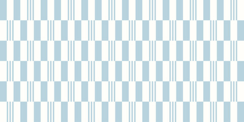 Fototapeta na wymiar Seamless pattern of vertical straight stripes in pastel blue and white. Abstract modern geometric background. Trendy repeat checkerboard print for textile and fabric. Vector illustration
