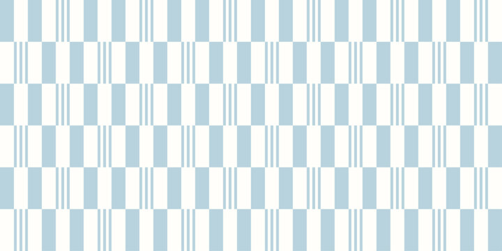 Seamless pattern of vertical straight stripes in pastel blue and white. Abstract modern geometric background. Trendy repeat checkerboard print for textile and fabric. Vector illustration
