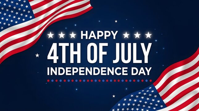 Happy 4th of july independence day celebration with american flags and stars