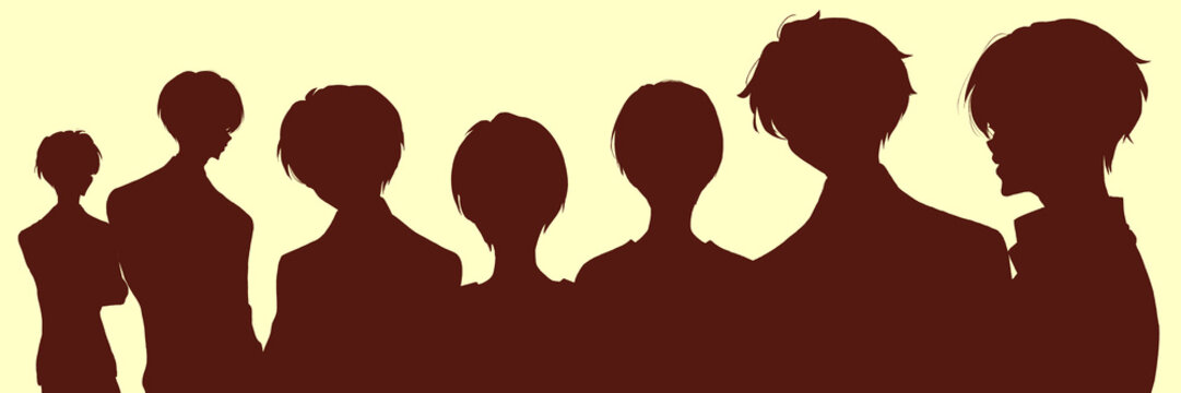 7人の男性　シルエット