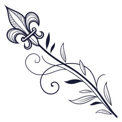 Fleur de lis ornamental flourish with swirling vines. © Samantha44
