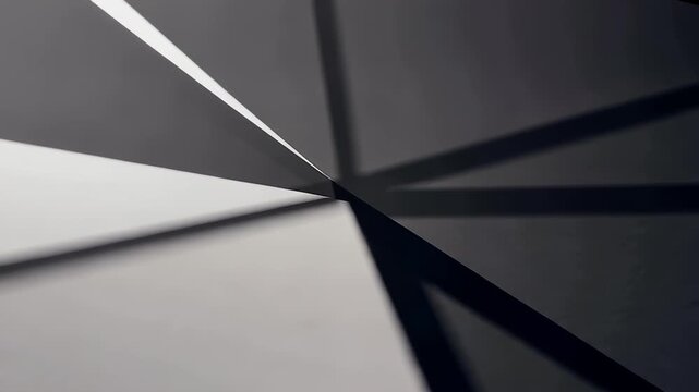 Abstract geometric pattern with sharp lines and contrasting light and shadow creating a dynamic visual effect