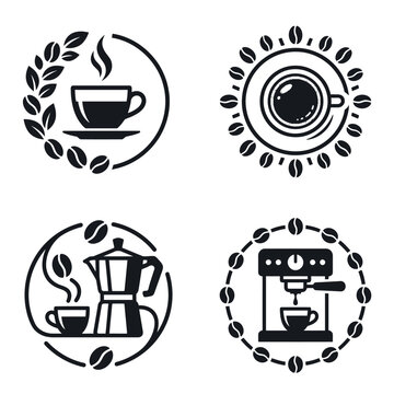 Coffee cup and coffee maker icons.
